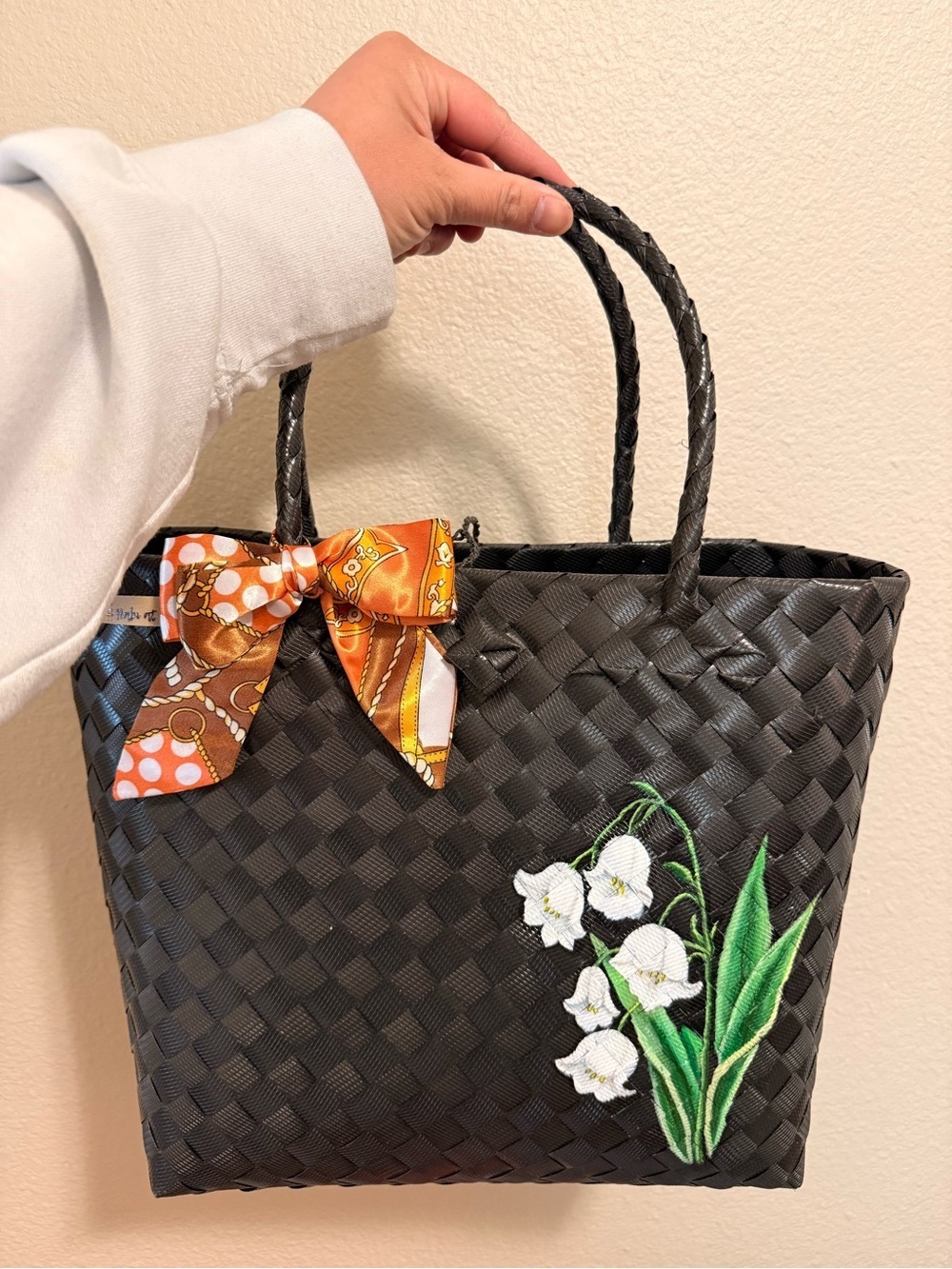 Habi at Pintura Floral Plastic Bayong Waterproof Tote Bag